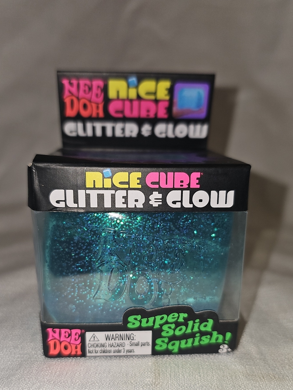 NeeDoh Nice Cube Glitter and Glow (blue) New